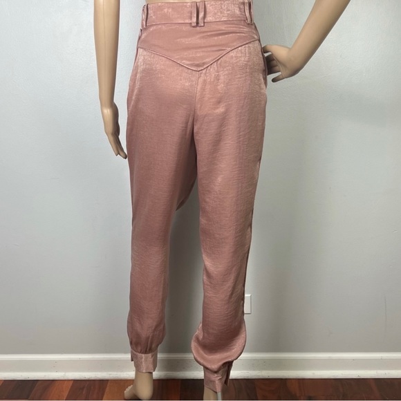 NEW L’ACADEMIE REVOLVE PINK SATIN TIE CUFF PANTS - Picture 7 of 8